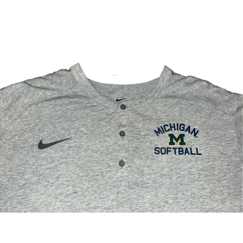 Nike Michigan Wolverines Softball Performance Henley Dri-Fit Women's XL Gray